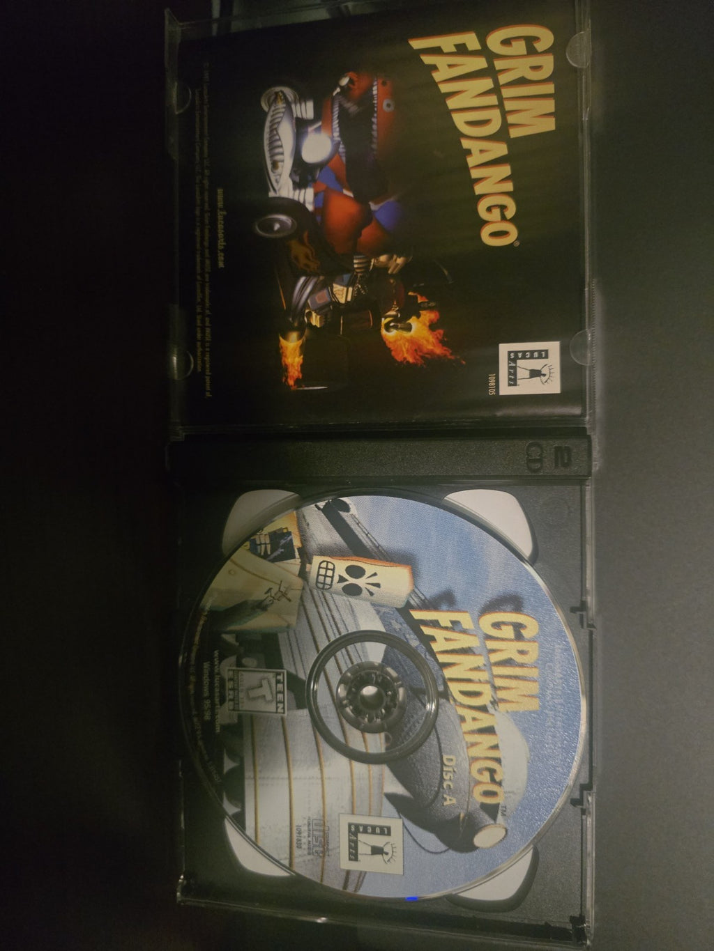 Grim Fandango PC Video Game CD-ROM, 2-Disc Set - Teen (13+) LucasArts VERY GOOD
